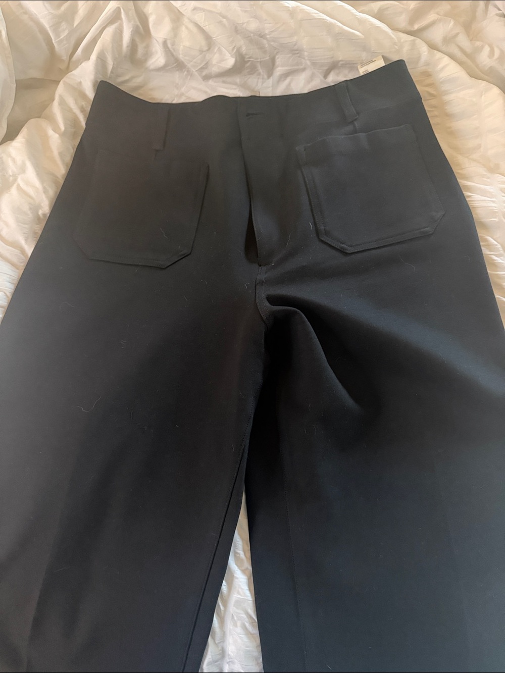 Maeve Black Wide-Leg Colette Pants with Patch Pockets